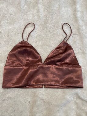 Meshki Metallic Rose-Brown Satin Top